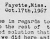 detail of a letter
written Oct. 17, 1967, from Fayette, Miss.