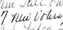 handwritten text from a letter '7 new voters'