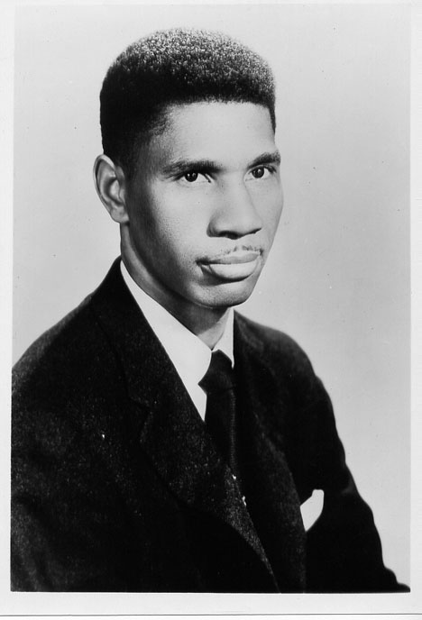 black and white
portrait of Medgar Evers