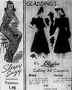 Gladdings dresses and pajamas.